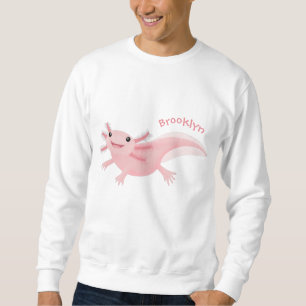 Moletom Exolotl branco rosa feliz