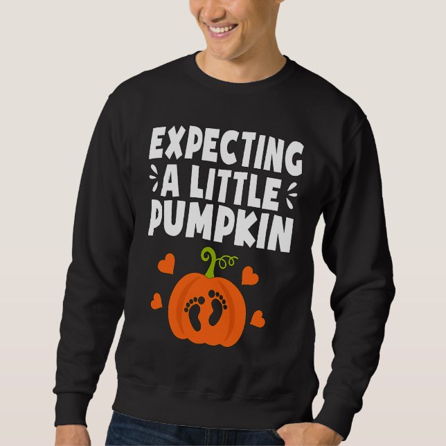 Moletom Expecting A Little Pumpkin Halloween Pregnant Mom  (Frente)