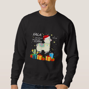 Moletom Fa La Llama Santa Hat Engraçado Natal Llamas Ll