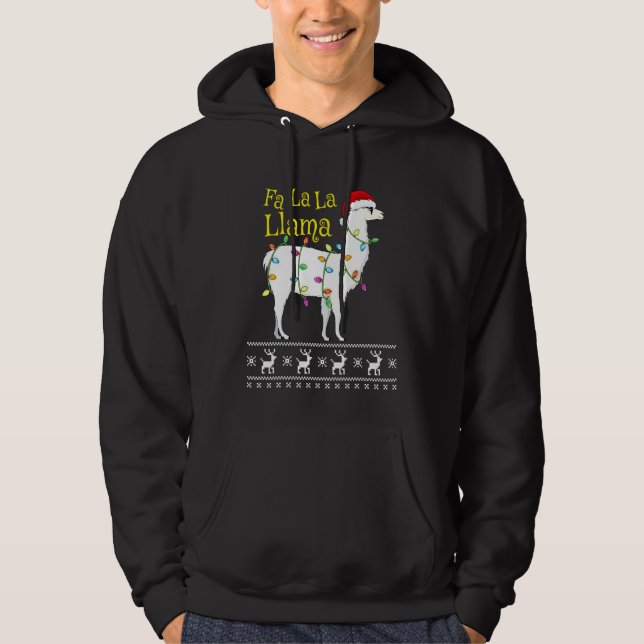 Moletom Fa La Llama Ugly Christmas Sweater Llama Chris (Frente)
