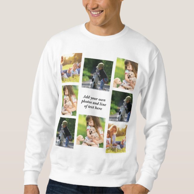 Moletom Faça sua própria colagem de fotos e texto (Frente)