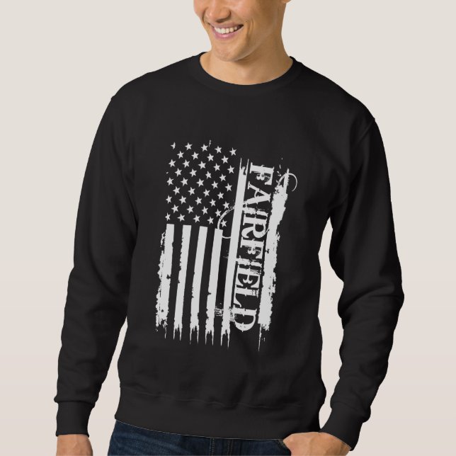 Moletom Fairfield Estados Unidos se afundou com bandeira d (Frente)