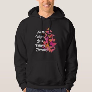 Moletom Faith Hope Love Acredita no Sonho Borboleta Colori