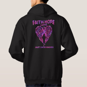 Moletom Faith Hope Love Wings Breve Cancer Consciência