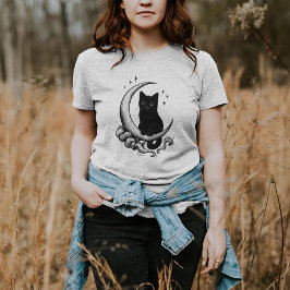 Moletom Familiar da Lua - Gato Negro na Lua Crescente