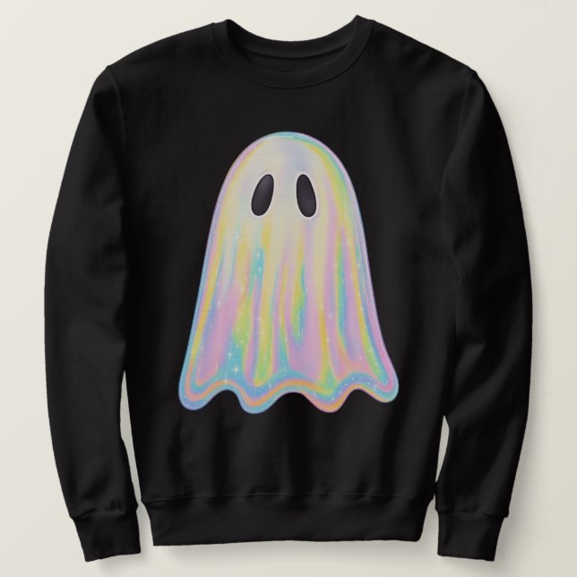 Moletom Fantasma Arco-Íris Pastel Fofo | Assustador Estéti (Frente do Design)