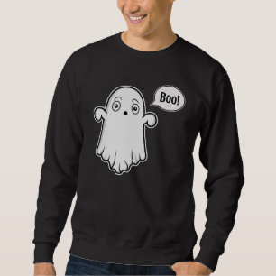 Moletom Fantasma Fofo Parecendo Assustado e Dizendo Boo Ha