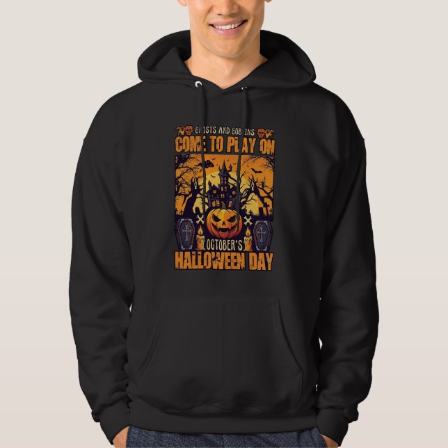 Moletom Fantasmas Duendes Halloween Venha Jogar Outubro As (Frente)