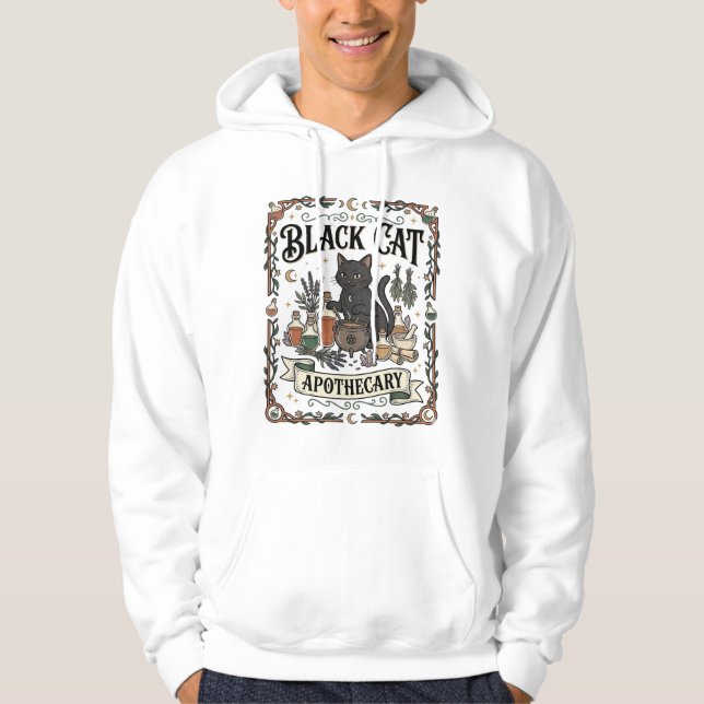 Moletom Farmácia de Gato Preto Bruxa Mística Apothecary  (Frente)