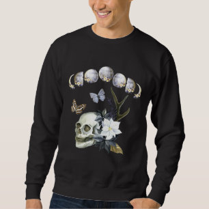 Moletom Fases Da Lua Do Crânio Floral Da Lua