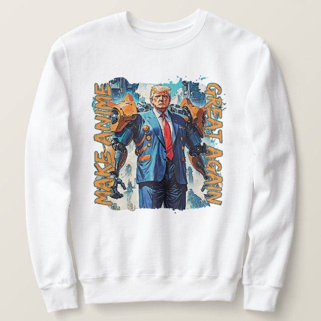 Moletom Fazer Excelente De Anime Novamente - Mecha Trump (Frente do Design)