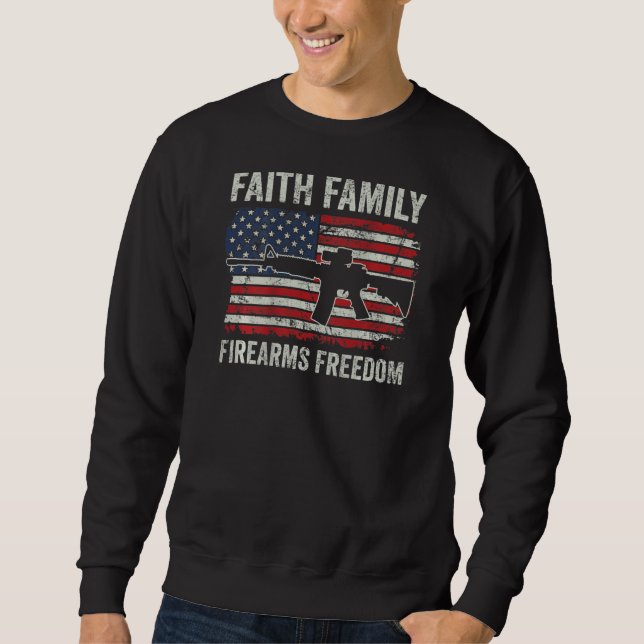 Moletom Fé Família Armas Liberdade Cristã Ar15 EUA (Frente)