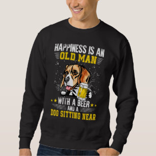 Moletom Felicidade É Um Velho Com Cerveja E Beagle