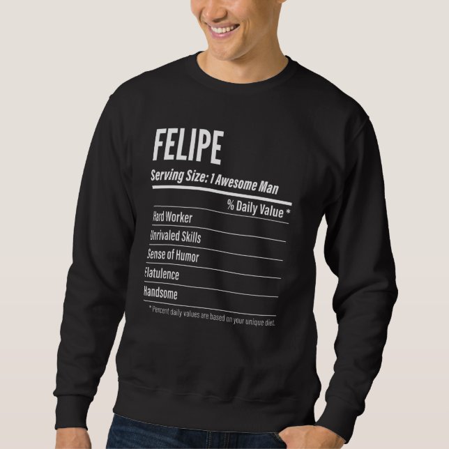 Moletom Felipe Servindo Dimensões Calorias do Rótulo Nutri (Frente)