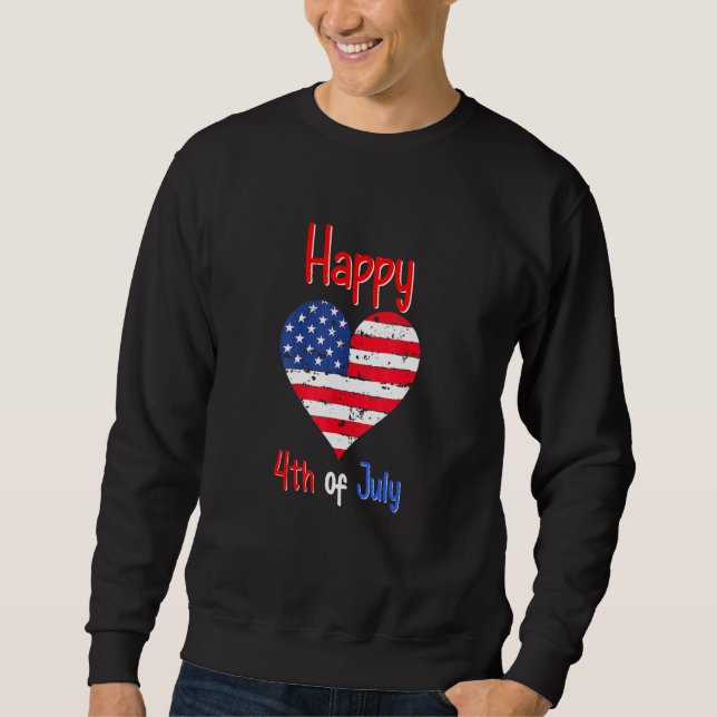 Moletom Feliz 4 De Julho, American Flag Heart (Frente)