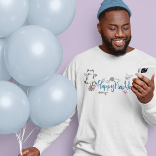 Moletom Feliz ano novo Entre Gatinhos Equilibrado Num Fio