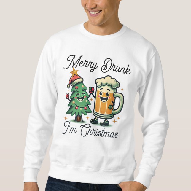 Moletom Feliz Bebado Engraçado Natal (Frente)