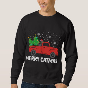 Moletom Feliz Catmas Black Cat e Christmas Tree Red Truth