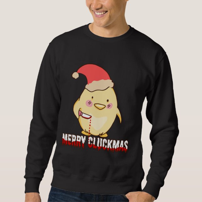 Moletom Feliz Cluckmas, Galinha de Natal Engraçada (Frente)