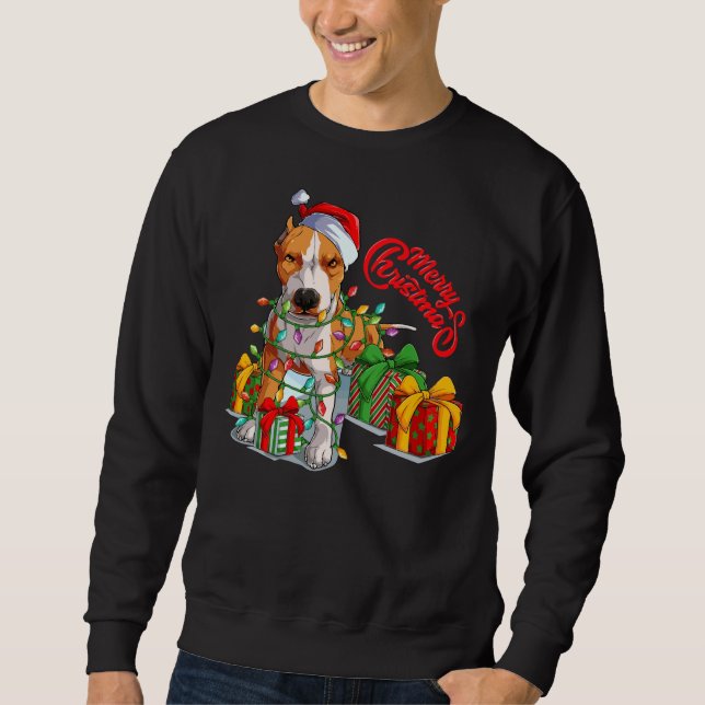 Moletom Feliz de Natal Pitbull Pitmas Papai Noel (Frente)