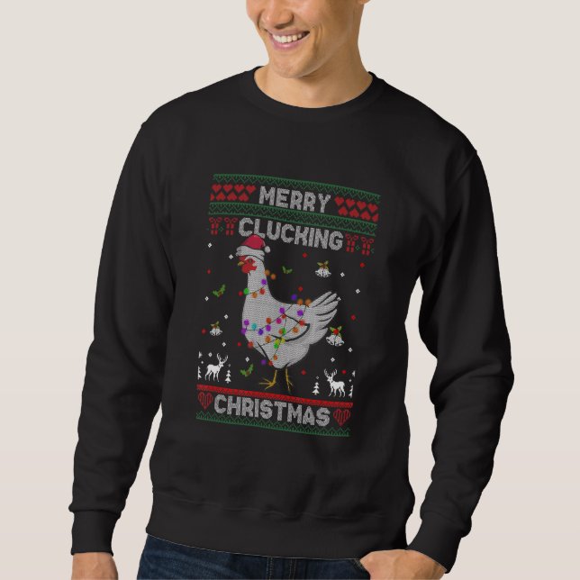 Moletom Feliz Dependendo Papais noeis de frango de Natal T (Frente)