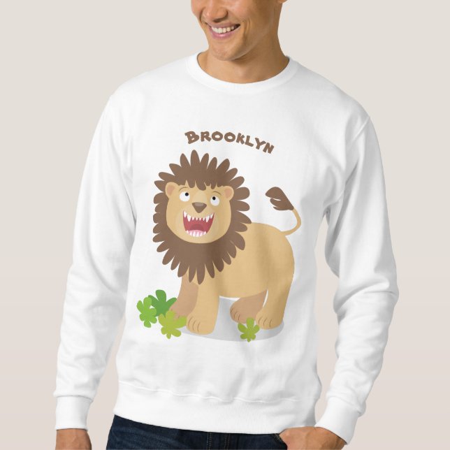Moletom Feliz desenho animado de leão (Frente)