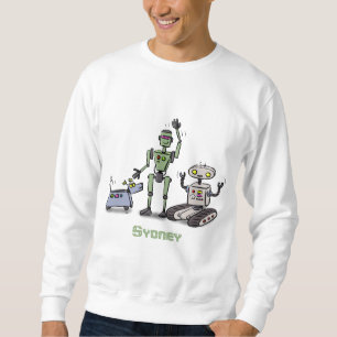 Moletom Feliz desenho animado de robôs fofos