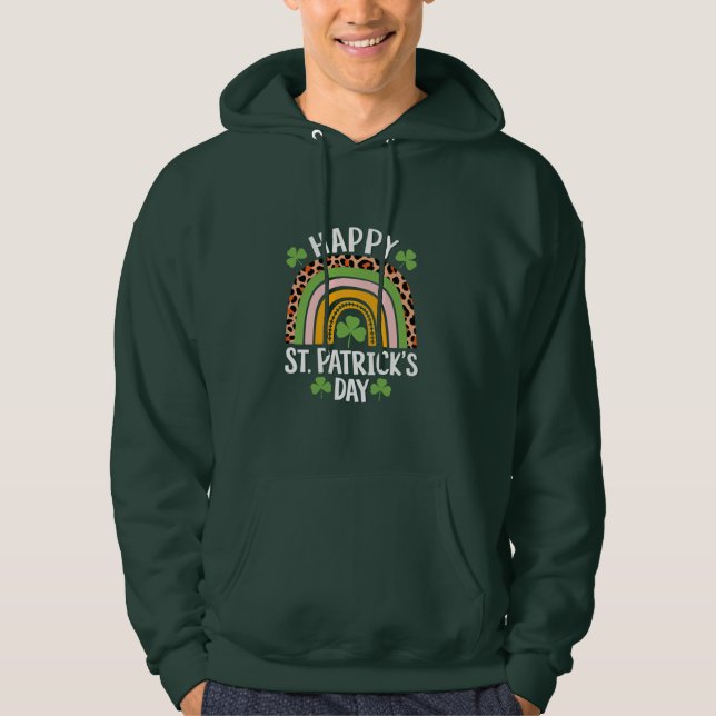 Moletom Feliz Dia de São Patrício Arco-íris Trevo  (Frente)