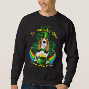 Moletom Feliz Dia de São Patrício Basset Hound Leprechaun