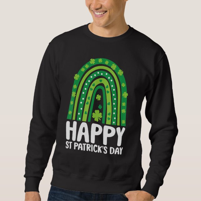 Moletom Feliz Dia de São Patrício do Arco-Íris de Arco-Íri (Frente)