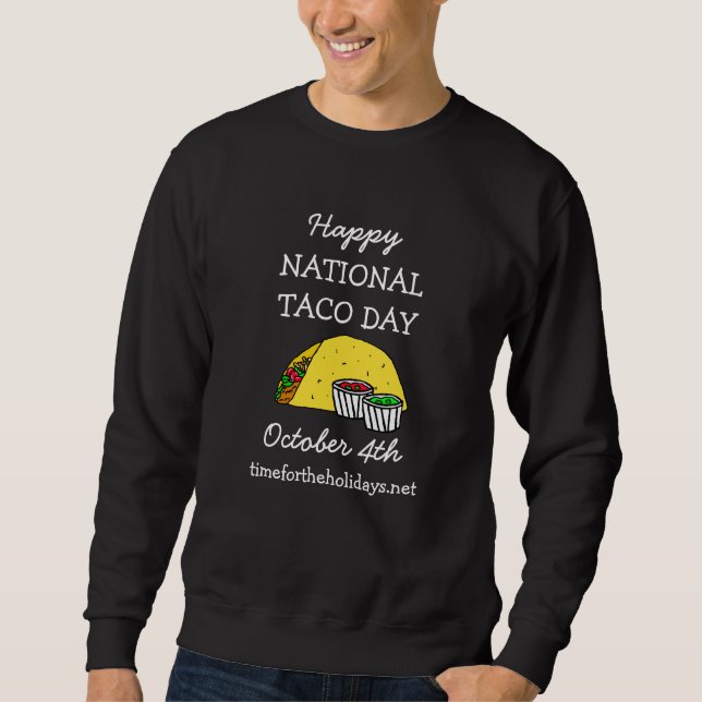 Moletom Feliz Dia Nacional do Taco Feriado de Comida Engra (Frente)