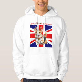 Moletom Feliz do Natal britânico Corgi Reindeer Antlers