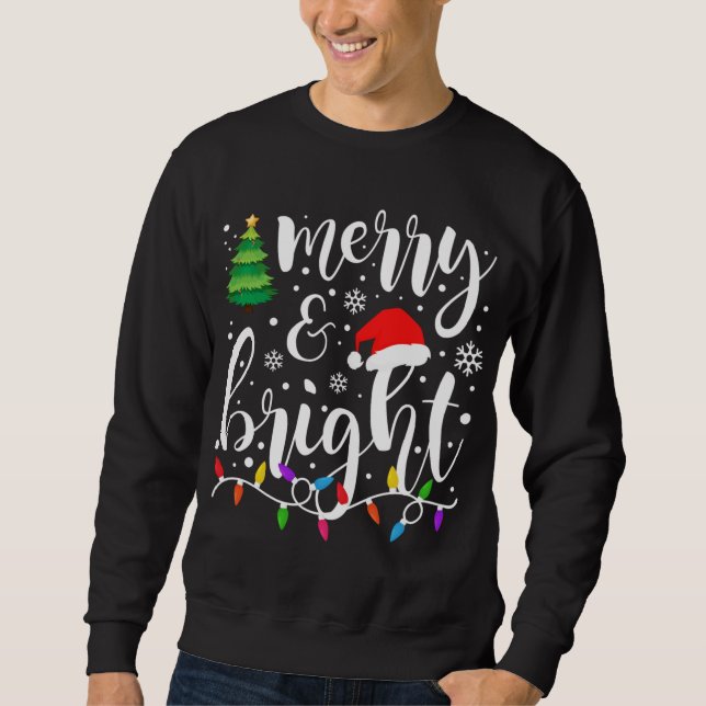 Moletom Feliz e Natal Brilhante Luzes de Natal Engraçadas  (Frente)
