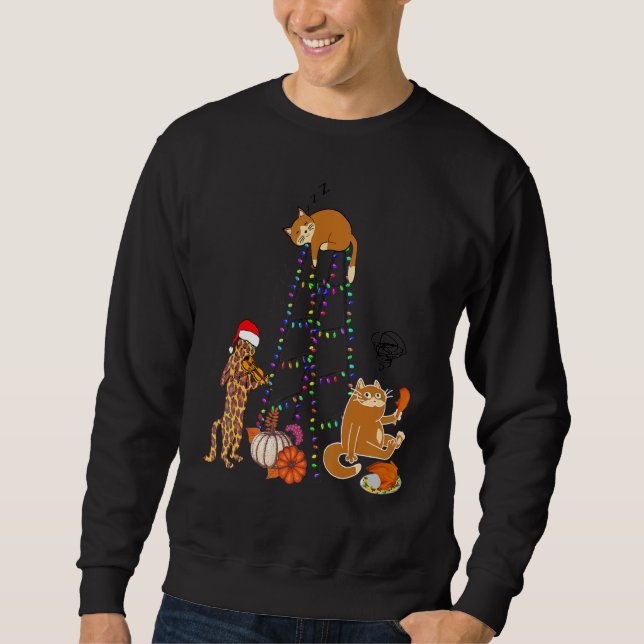 Moletom Feliz engraçada Catmas Natal Árvore de Natal Decor (Frente)