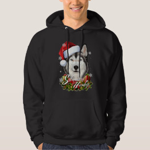 Moletom Feliz Furry White Siberian Husky Dog Natal San