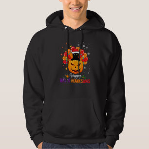 Moletom Feliz HalloGraçasMas Abóbora Queda Gato Preto Papa