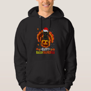 Moletom Feliz Hallothanksmas Black Cat Papai noel Pumpkin