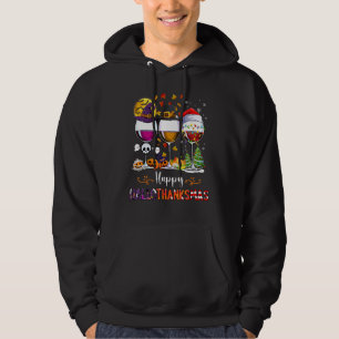 Moletom Feliz Hallothanksmas Vinho Vidro Bruxa Noel Hat