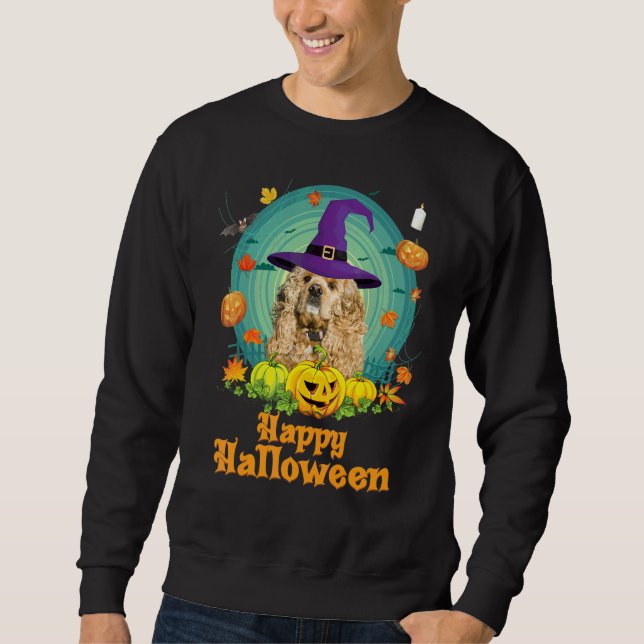 Moletom Feliz Halloween American Cocker Spaniel Cachorro A (Frente)