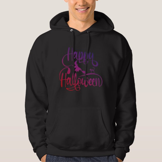 Moletom Feliz Halloween gradient voando feiticeiro (Frente)