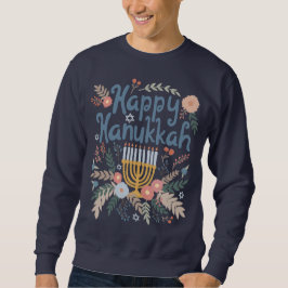 Moletom Feliz Hanukkah FLorals Arte desenhada à mão