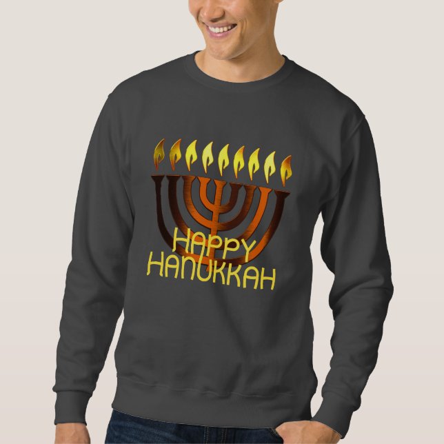 Moletom Feliz Hanukkah Menorah Copper Rust (Frente)