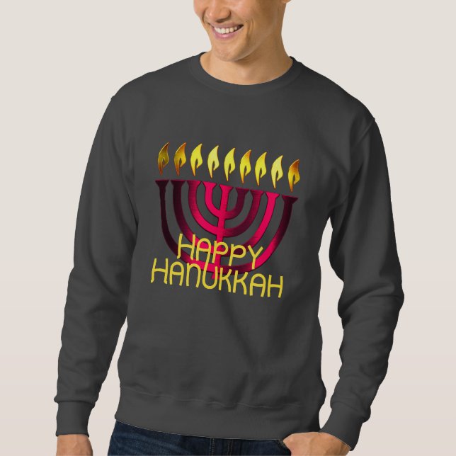 Moletom Feliz Hanukkah Menorah Pink (Frente)