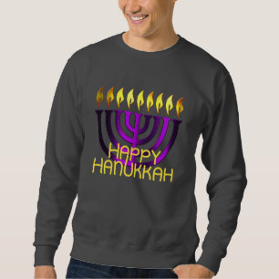 Moletom Feliz Hanukkah Menorah Purple