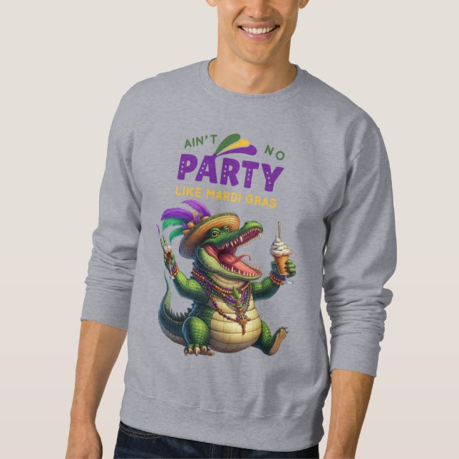 Moletom Feliz Mardi Gras Alligator (Frente)