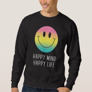 Moletom Feliz Mente Feliz Vida Arco-Íris Sorri Motivação
