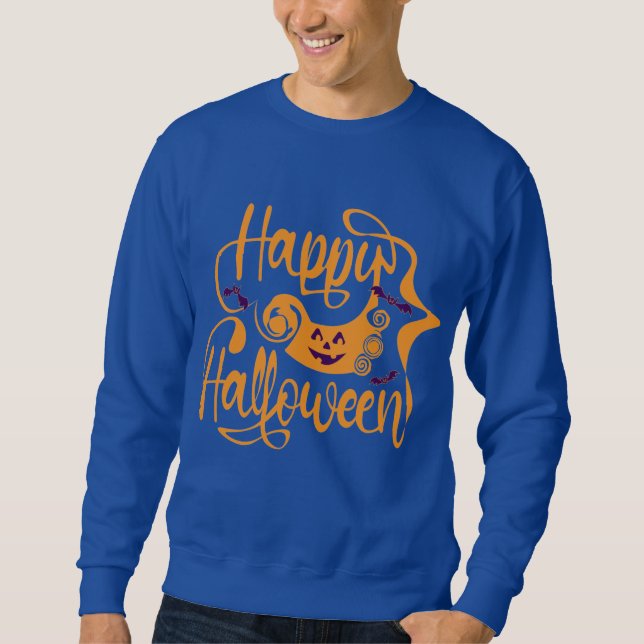 Moletom Feliz morcego de Halloween jack ou lanterna (Frente)