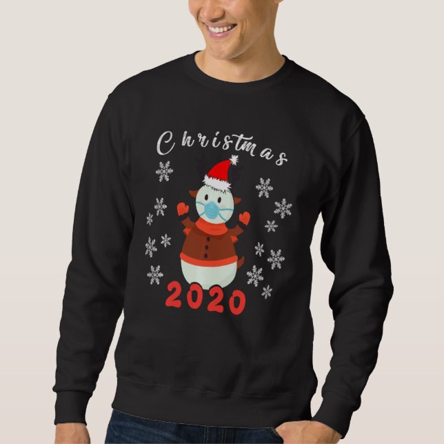 Moletom Feliz Natal 2020 Snowman Em Mask Pajama Snowfl (Frente)