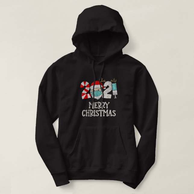 Moletom Feliz-Natal 2021 Quarentena Papai Noel Engraçado N (Frente do Design)
