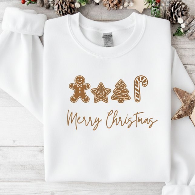 Moletom Feliz Natal Biscoito Aconchegante Marrom Festa de  (Merry Christmas Cookie Cozy Brown Festive Holiday Sweatshirt)